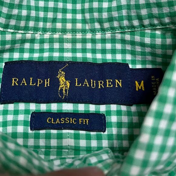 Polo Ralph Lauren Green/White Plaid Button Up Medium - Picture 4 of 7